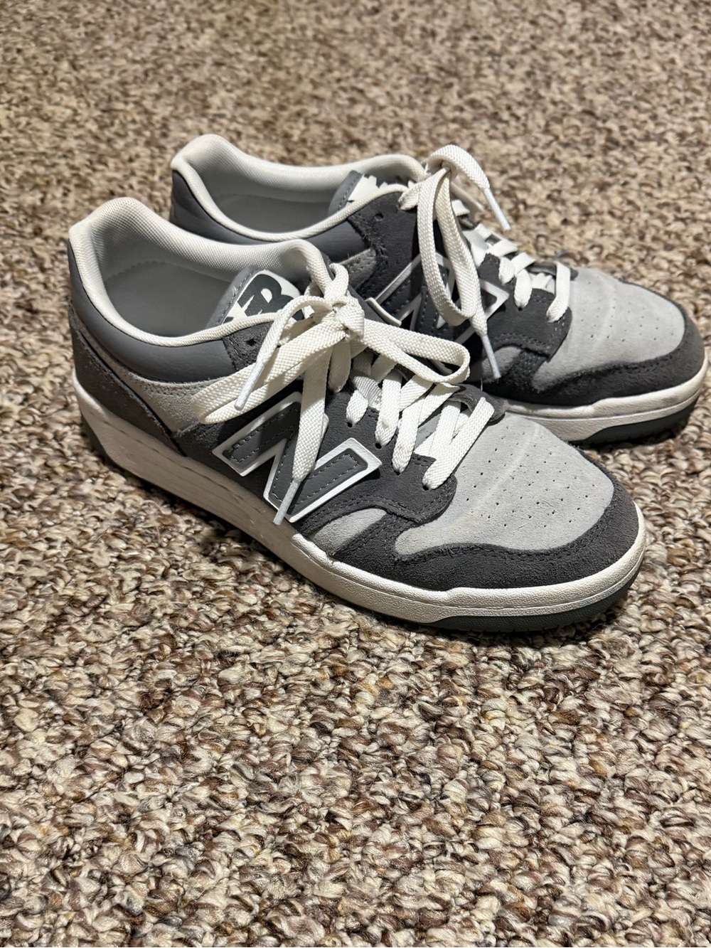 New Balance Gray & White Low-Top Sneakers